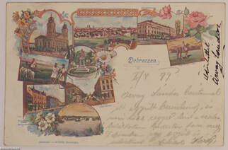 Debreczen - Nagytemplom - Hortobágy - Piacz-utcza - Kossuth-utcza - Református-Kollégium - képeslap, 1900