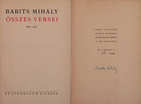 Babits Mihály összes versei (aláírt, számozott példány)