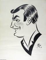 Férfi portrékarikatúra 1962 - tus, papír, 40 x 30 cm
