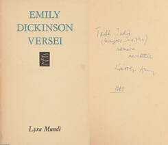 Emily Dickinson versei (A kötet egyik fordítója, Károlyi Amy által dedikált példány)