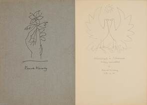Reich Károly (Különleges, egyedi, a grafikus által készített rajzolt galambpár motívumos dedikációval ellátott példány)