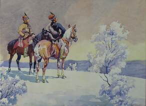 Kuruc vitézek - akvarell, papír 49 cm x 67 cm