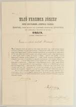 I. Ferencz József aláírásával ellátott nyomtatott meghívólevél, az 1865. dec. 10-i országgyűlésre (aláírt példány)
