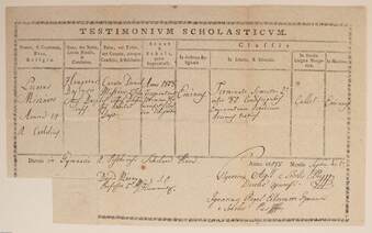 1848-as Batthyány kormány hadügyminisztere -  korabeli hiteles iskolai bizonyítványa