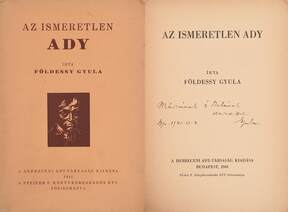 Az ismeretlen Ady (dedikált példány) (borító illusztráció: Gáborjáni Szabó Kálmán)