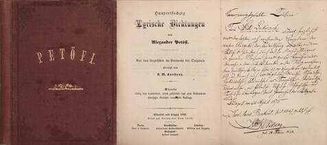 Hundertsechzig Lyrische Dichtungen von Alexander Petőfi (gótbetűs) (fordító által dedikált példány)