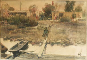 Halászlé főzés - akvarell, papír 28,5 cm x 41 cm