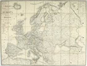 Praktische Geschäfts und Reisekarte sämmtlicher Staaten von Europa 96 cm x 129 cm (Védődobozos példány)