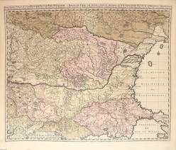 Exactissima Tabula qua tam Danubii Fluvii Pars Inferior - A legpontosabb térkép a Duna alsó mentéről 54 cm x 63 cm