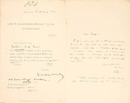 Kosztolányi Dezső által aláírt a Lampel R. (Wodianer F. és Fiai) kiadóval kötött szerződés és Radó Antal szerkesztő levele