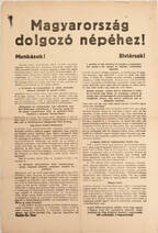 Magyarország dolgozó népéhez! (szociáldemokrata röplap)