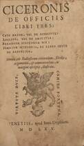 Ciceronis de officiis/M. Tullius Cicero de officii III. (Kiadatott: 1565-ben. Kettő fénymásolattal pótolt lappal)