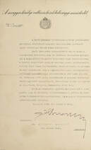 Gróf Klebelsberg Kunó által aláírt okirat: A magyar királyi vallás és közoktatásügyi ministertől kapott ösztöndíj adományozásáról szóló értesítő.