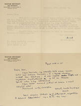 Bernáth Aurél által Dr. Rédey Tivadarné részére írt két magánlevél (Egy kézzel és egy géppel írt példány. Eredeti megcímzett futott borítékban.)