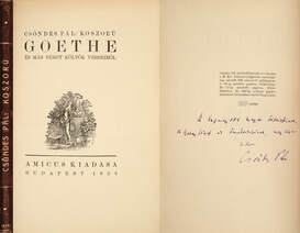 Koszorú Goethe és más német költők verseiből (Szalay Józsefnek dedikált, félbőrbe kötött példány) (Különálló egyedi melléklettel: Szentkuty Pál levele.)