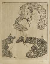 Táncosnő 1919 - rézkarc, papír 28 cm x 21,8 cm