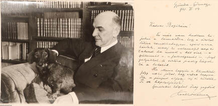 Csathó Kálmán aláírt, autográf magánlevele, az író korabeli, fekete-fehér fotójával