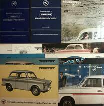 Egyedi kezelési útmutató és ismertető brossúra gyűjtemény a Trabant 600-as és 601-es modellekhez (12 kiadványból álló egyedi gyűjtemény)
