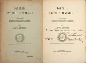 Defensio Nationis Hungaricae (Dr. Imre Sándor politikusnak dedikált példány)