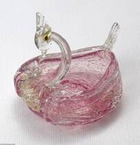 Salviati műhely - hattyú forma üveg tál 
