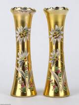Moser szecessziós aranyozott üveg váza pár