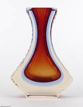 Muranoi-Mandruzzato piros Sommerso üveg váza 1960