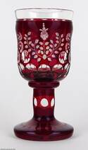 Haida szecessziós überfang bordó csiszolt üveg pohár 20. század eleje