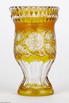 Moser csiszolt borostyánszínű üveg váza 20. század első fele