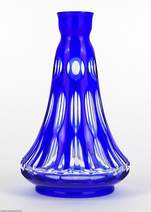 Francia szecessziós csiszolt überfang kék üveg váza 20. század eleje