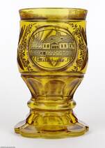 Biedermeier borostyánsárga üveg pohár 19. század közepe
