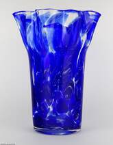 Murano, Sergio Asti - Venini kék üveg váza 1960 