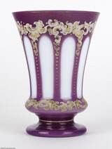 Biedermeier lila überfang üveg pohár 19. század közepe