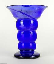 Jean Beck lüszteres art deco kék üveg váza 1930