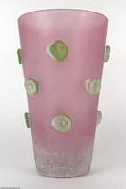 Antonio de Ros, Cenedese Murano Scavo rózsaszín üveg váza 1980-as évek