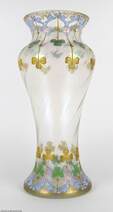 Szecessziós lüszteres francia üveg váza 20. század eleje 35 cm