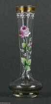 Moser szecessziós festett mini üveg váza 20. század eleje