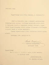 Serédi Jusztinián bíboros, hercegprímás, esztergomi érsek levele Dr. Kállay Tibor pénzügyminiszternek