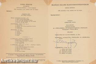 A Magyar Állami Hangversenyzenekar szórólapja (Ferencsik János karmester által aláírt példány)