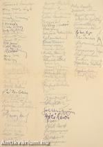 A Nemzeti Színház színészei és dolgozói által aláírt dokumentum (cca. 1947-1948) (84 aláírás! Többek közt Básti Lajos, Pártos Erzsi, Both Béla, Bánki Zsuzsa és Péchy Blanka kézjegyével.)