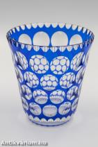Haida csiszolt kobaltkék art deco überfang üveg váza 1920