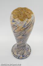 Kralik szecessziós sárga kék üveg váza 20. század eleje 32 cm