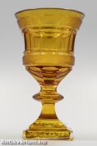 Ludwig Moser csiszolt borostyán üveg kehely 19. század második fele