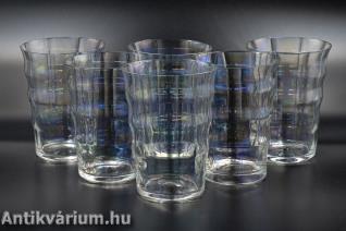 Josef Hoffmann 6 darabos J. & L. Lobmeyr art deco lüszteres üveg pohár készlet 1920
