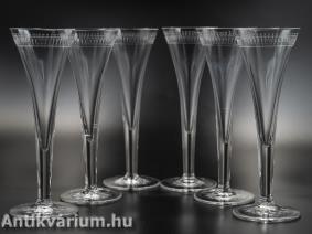 Lobmeyr 6 darabos csiszolt színtelen pezsgős pohár készlet 20. század eleje