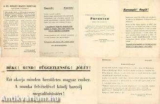 Budapesti röplapok egyedi gyűjteménye az 1956-os forradalom idejéből (6 db)