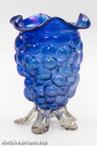 Wilhelm Kralik szecessziós lüszteres kék üveg váza 20. század eleje