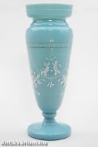 Francia szecessziós türkizkék opalin üveg váza 19. század vége 31 cm