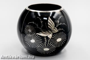 Francia art deco ezüst festett gömb üveg váza 20. század első fele