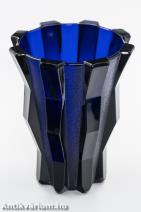 Stölzle art deco formába préselt kobaltkék üveg váza 1930