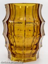 Josef Hoffmann - Moser art deco borostyán csiszolt üveg váza 1920 27 cm